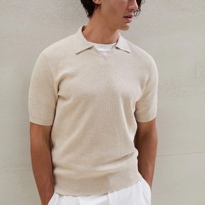 Like New: Cotton English rib polo-style sweater